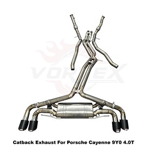 Vortex Lightweight Natural Titanium Full <b>Exhaust</b> System With Vacuum Valve For Porsche Cayenne 9Y0 4.0T - Product Image 2