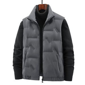 Chaleco de plumón para hombre, cuello negro, cálido, talla grande, a la moda, cómodo, resistente al desgaste, ajustado y moderno. - Product Image 3