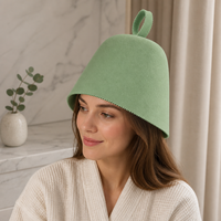 Chapeau de sauna en feutre de laine australienne, fait main, épais, doux, naturel, vert, pour banya, spa, hammam, salle de vapeur