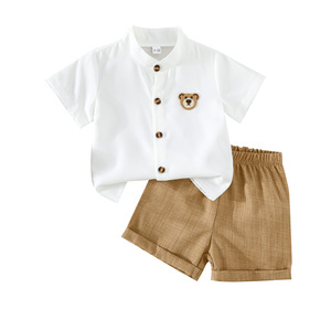 PSJ-NPF Nouveauté Été Ensemble Vêtements Bébé Garçon 1 à 3 Ans Chemise + Short pour Enfants - Product Image 3