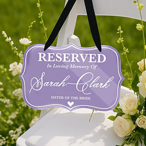 Nome personalizzato ruolo matrimonio sedia commemorativa segno di amorevole memoria targa posto riservato per i propri cari biglietto di auguri personalizzato - Product Image 3