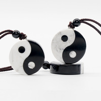 Collier pendentif authentique huit trigrammes véritable pierre précieuse Yin Yang Tai Ji fabriquée à la main boule de pierre de quartz naturel fête religieuse