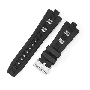 Una <span class=keywords><strong>pulsera</strong></span> de hombre de silicona de caucho negro de 26*9MM compatible con DIAGONO <span class=keywords><strong>Bulgari</strong></span>. - Product Image 1