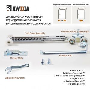 WEKIS Herrajes Industriales para Puertas Correderas de 3 Ruedas con Cierre Suave, Rodamientos de Aleación de Zinc Duraderos de Alto Rendimiento - Product Image 3