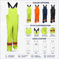 Salopette imperméable haute visibilité réfléchissante avec logo personnalisé sur poitrine, dos, côtés et cuisses pour le personnel de construction routière et de circulation