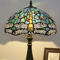 Colibri Tulipe Verre Globe Bronze Libellule Base Vintage Style Tiffany Lampe Fleur De Raisin Teinté Salon Cuisine Solaire