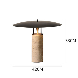 <span class=keywords><strong>Lampe</strong></span> de chevet moderne et simple en pierre de roche avec abat-jour métallique, alimentation CA ou batterie, style nordique créatif pour chambre et salon - Product Image 4