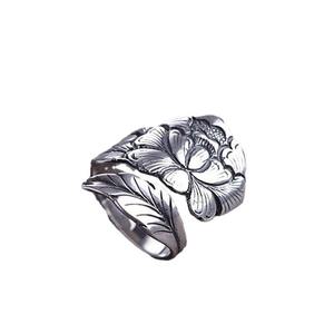 Anello da cocktail con fiore in argento, gioiello vintage da donna, regalo H342 - Product Image 5