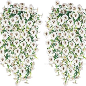 Décoration murale florale artificielle en forme de primrose, violette et blanche, en plastique, pour extérieur, jardin, bouquet, aménagement paysager - Product Image 3