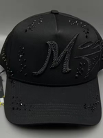Groothandel Luxe Zwarte Gorras Hoeden Dames Retro Baseball Caps met Strass & Bladmotief Gebogen Klep
