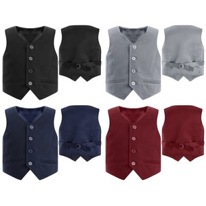 Enfants garçons messieurs couleur unie col en V boutonné dos sangle pointu <span class=keywords><strong>gilet</strong></span> fête scène Performance <span class=keywords><strong>gilet</strong></span> - Product Image 6