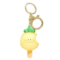 Porte-clés mignon en PVC souple imperméable, motif crème glacée aux fruits et bâtonnet glacé d'été, avec mousqueton et breloque de sac en spirale, cadeau scolaire amusant Kawaii