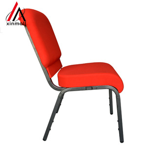 Sillas de Adoración, Sillas de Capilla, Fabricante de Sillas Metálicas para Iglesias y Lugares de Culto en Tela Roja con Estructura Plateada - Product Image 3