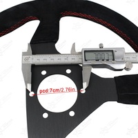 Volant en daim 14 pouces 340 mm universel JDM Tuning Drift Racing avec surpiqûres rouges et bleues, à rayons plats, pour voiture de sport et simulation de rallye