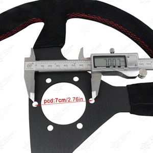 Volante Deportivo de Piel Sintética de 14 Pulgadas (340 mm), Universal, Estilo JDM, para Tuning, Drift, Carreras, con Costuras Rojas y Azules, Diseño Plano, Simulado para Rally - Product Image 5