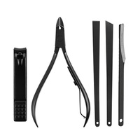 Kits d'outils de manucure professionnels en acier inoxydable noir classique 18 pièces ensemble de pédicure manucure pour hommes