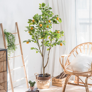 <span class=keywords><strong>Fleurs</strong></span> décoratives d'intérieur de grande taille en gros Citronnier artificiel populaire en ligne Plante Mariage Occasion de Pâques Plantes en pot - Product Image 4