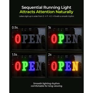Lemonnova Open <b>Sign</b> 40x14 LED Multi-Color Sequential <b>Light</b> Commercial Storefront Display - Product Image 6