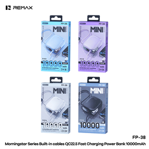 FP-38 Power Bank 22.5W Fast Charge Built-in <b>C</b>/L <b>Cables</b> 10000mAh Digital Display Mini Grip Banks With FP-38 REMAX FP-38 Power Ban - Product Image 5