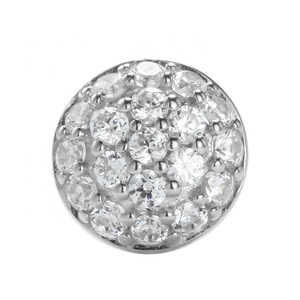 Giometal Customization 14K Solid White Gold Dazzling Pave Top <span class=keywords><strong>Piercing</strong></span> Boucles d'oreilles sans fil Daith Helix Body Jewelry Wholesale - Product Image 1