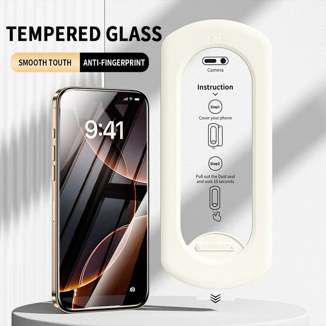 Dust Free 9H Anti-scratch Tempered Glass Screen Protector Installation Kit Applicator for iPhone 12 13 14 15 16 16E Pro Max Plus