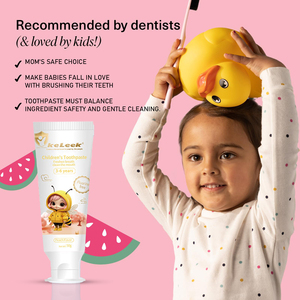 KeLeek Vente en gros <span class=keywords><strong>Dentifrice</strong></span> <span class=keywords><strong>pour</strong></span> enfants saveur pêche sans fluor 3-6 ans Haleine fraîche Bouche propre Tube 50g - Product Image 2