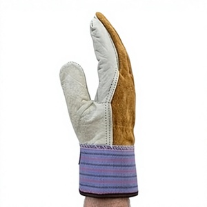 Gants de travail en cuir pleine fleur de vachette certifiés CE, 11 oz, résistants aux chocs, avec doublure polaire et manchette de sécurité pour la partie supérieure de la main - Product Image 3