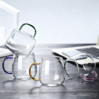 Vente chaude Simple tasse à thé en verre Transparent avec poignée café à boire quotidien Joker tasse pratique tasses pour la maison de Restaurant