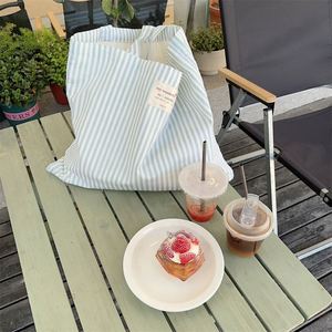 Produits très vendus, sac en toile rayé contrasté personnalisable, grande capacité, sac fourre-tout à bandoulière pour les voyages et le shopping - Product Image 4