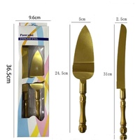 Couteau à pain dentelé doré et spatule à gâteau, ensemble de 2 pièces en acier inoxydable, coupe-pâtisserie avec manche en cristal, spatule à pizza, outils à gâteau