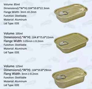 Boîte rectangulaire en aluminium 125ml 125g <span class=keywords><strong>vide</strong></span> carré 1/4 boîte de Club, prix de gros emballage en étain avec #311 pour huile de sarines crevettes - Product Image 6