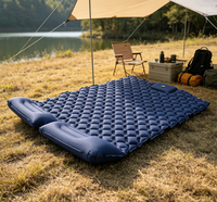 Matelas de camping gonflable double avec oreiller intégré et pompe à pied, matelas pneumatique léger pour tente extérieure et voyage