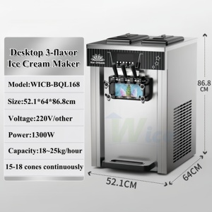 WICEブランド商业アイスクリームマシン、ダブルタンク、ステンレススチールボディ、ハイエンドコンプレッサー、あなたの努力を保存します - Product Image 2