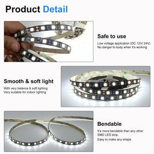 Striscia LED ESann a Bassa Tensione Impermeabile IP65 60 LED/m SMD5050 PCB Nero 12V 24V DC 14.4W/M Nastro LED CRI 80 90 Adesivo 3M - Product Image 3