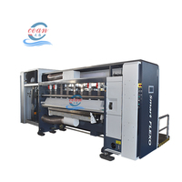 Machine de conversion de cartons FFG avec adsorption sous vide complète, impression flexographique 4 couleurs, rainurage, découpe, pliage, collage et agrafage