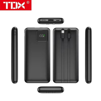 Chargeur de batterie externe TDX X-105DX 10000mAh avec câble de charge rapide double type C PD 20W 22.5W, affichage numérique pour Micro USB, câbles intégrés