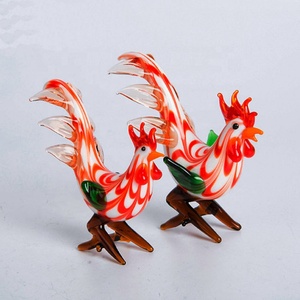 Patung Ayam <span class=keywords><strong>Murano</strong></span> Art <span class=keywords><strong>Glass</strong></span>, Figurine Ayam Chanticleer Tiupan Tangan, Patung Ayam Unik untuk Koleksi, Patung Hewan Ayam Jantan - Product Image 5