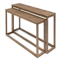 Ensemble de tables d'appoint en bois massif chêne vieilli style français AY-2607W pour chambre, salon, appartement, hôtel – Console durable