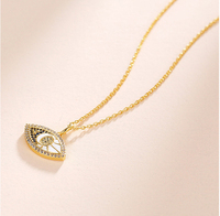 Collier Pendentif Œil Turc en Argent Sterling 925 Plaqué Or 14 carats avec Zircon et Chaîne Maille Forçat, Style Tendance, Design Turc, Zirconia, Anniversaire