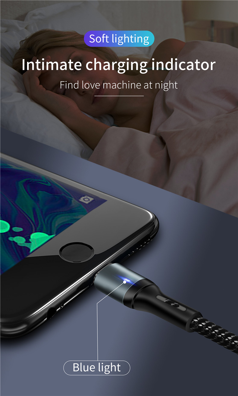 ICEBINGO 2020 new arrival QC3.0 Fast charging Smart power off breathing light data cable Mirco  type C charging cable for iPhone