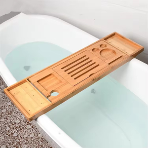 Luxury Bathtub Caddy Tray Bed Tray <strong>Bath</strong> Tub <strong>Table</strong> Caddy with Extending Sid Bathroom Tray Storage - Product Image 2