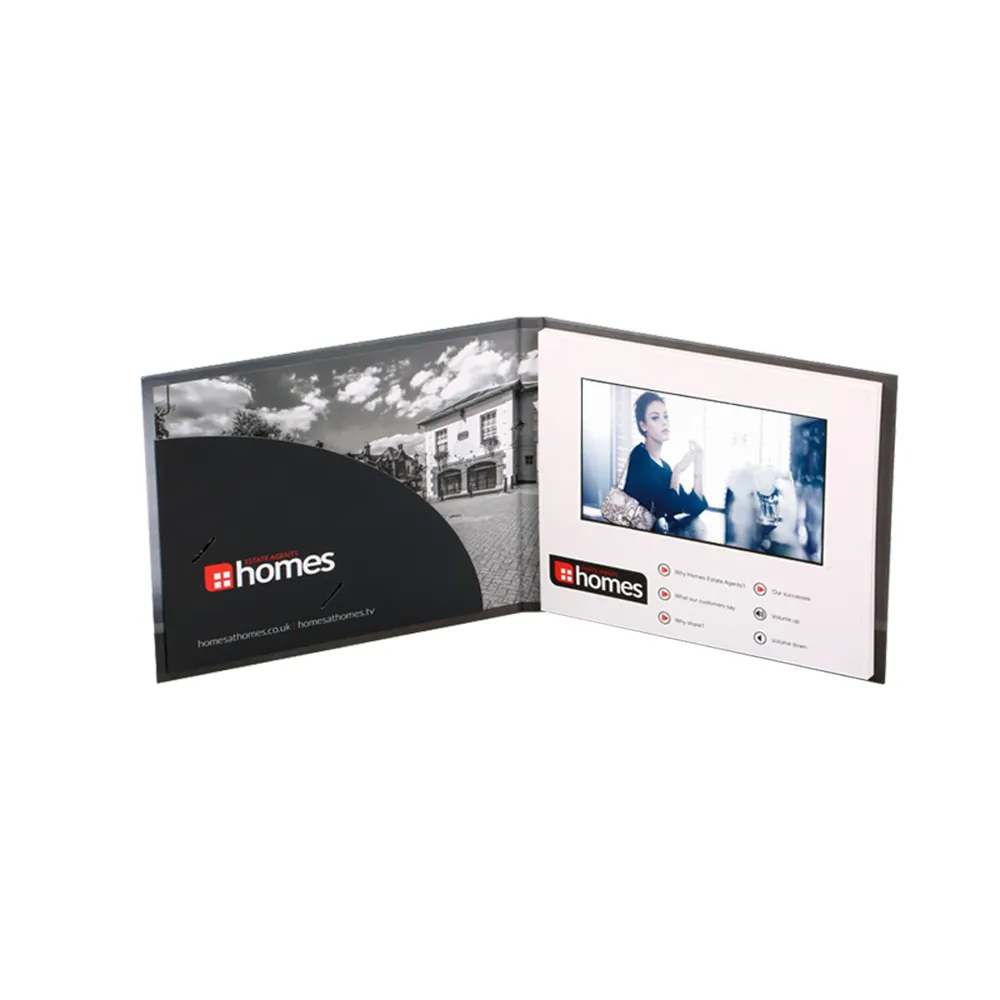 Livro de vídeo do OEM 2.4 "4.3" 5 "7" 10.1 "cartão video do folheto do painel LCD para o cliente do Vip