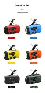 비상용 기상 라디오 SOS 태양광 발전 손잡이식 USB 인터페이스 내장 스피커 2000mAh 배터리 (야외용) - Product Image 6