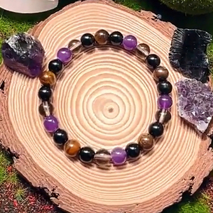 Pulsera de <span class=keywords><strong>Cuarzo</strong></span> <span class=keywords><strong>Ahumado</strong></span> Imitación Amatista Ojo de Tigre Natural 2026, Pulsera de Regalo Exquisita y Económica al por Mayor - Product Image 4