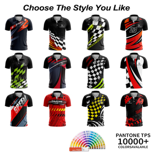 Chemises polo personnalisées 100% polyester avec design en sublimation intégrale pour équipes de course moto et automobile, manches courtes, hauts de course F1 - Product Image 3