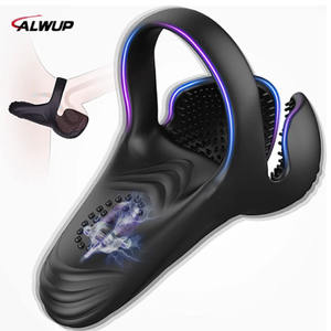 Laki-laki 3 In 1 Cincin Penis Penis Silikon Vibrator Mainan Seks Pelatih Testis Stimulator Skrotum Pijat - Product Image 1