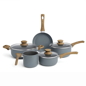 Juego de Ollas y Sartenes Modernas de Cerámica con Revestimiento de Mármol, Tapas de Vidrio, Asas de Baquelita, Antiadherentes, de Aluminio, Aptas para Inducción y Lavavajillas - Product Image 1