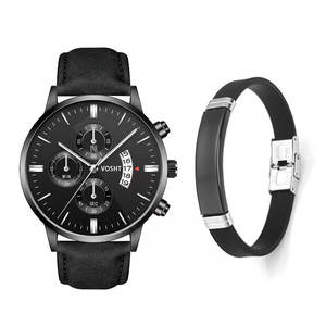 Nouvelle montre à <span class=keywords><strong>bracelet</strong></span> pour homme à trois aiguilles factices, tendance, décontractée, montre à quartz pour affaires, ensemble de montres à <span class=keywords><strong>bracelet</strong></span> - Product Image 1