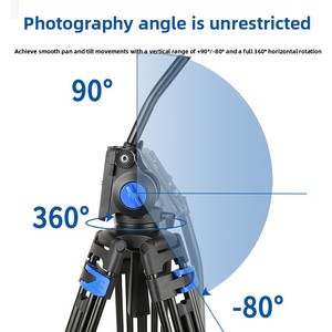 Tête de trépied hydraulique DSLR en alliage d'aluminium, capacité de charge 6-10 kg, 3 sections de jambes, pour caméscopes, photographie de <span class=keywords><strong>mariage</strong></span>, DV - Product Image 4