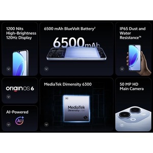 VIVO T5 Lite 5G 6.74" 120Hz 128 256 รุ่นทั่วโลก D6300 6500mAh จัดส่งโดย FedEx - Product Image 2